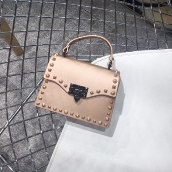 Ladies Shoulder Bag Metal Rivet Clutches Square PVC Transparent Jelly Luxury Crossbody Bag Handbag